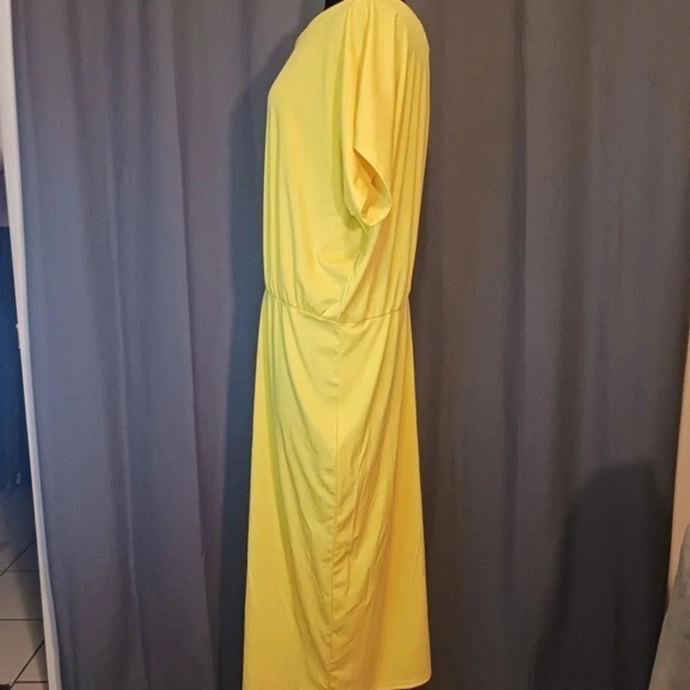 Grace Karin Maxi Dress Casual Sun Dress Short Sleeve‎ Yellow 2XL